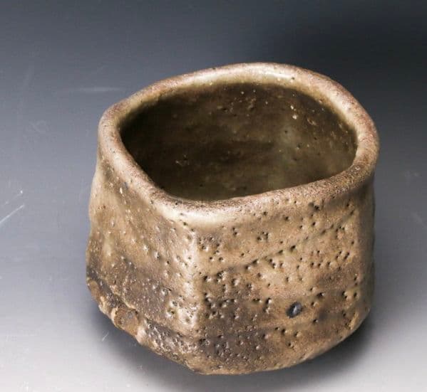 【景徳鎮陶瓷大学元教授】ニ十歩文雄　駄知　茜志野茶碗　共箱　共布　栞　本物　李朝