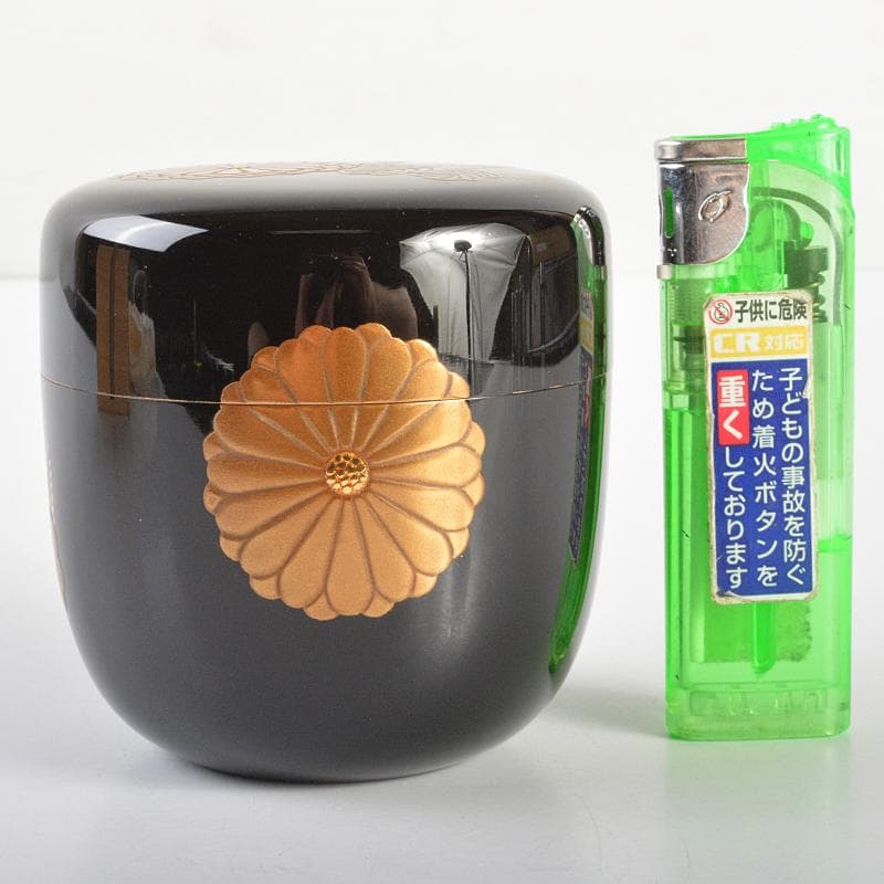 輪島塗　坪井英憲（夕帆）作　菊桐蒔絵五　大棗　共布 　鵬雲斎極め箱　MR6866