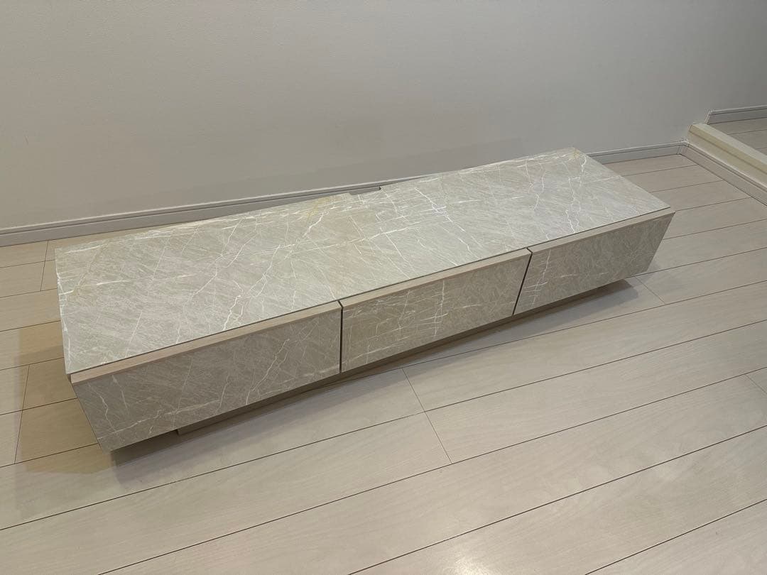 LOWYA 日本製 テレビ台ローテレビ台 ストーン柄 ホワイト [幅160]