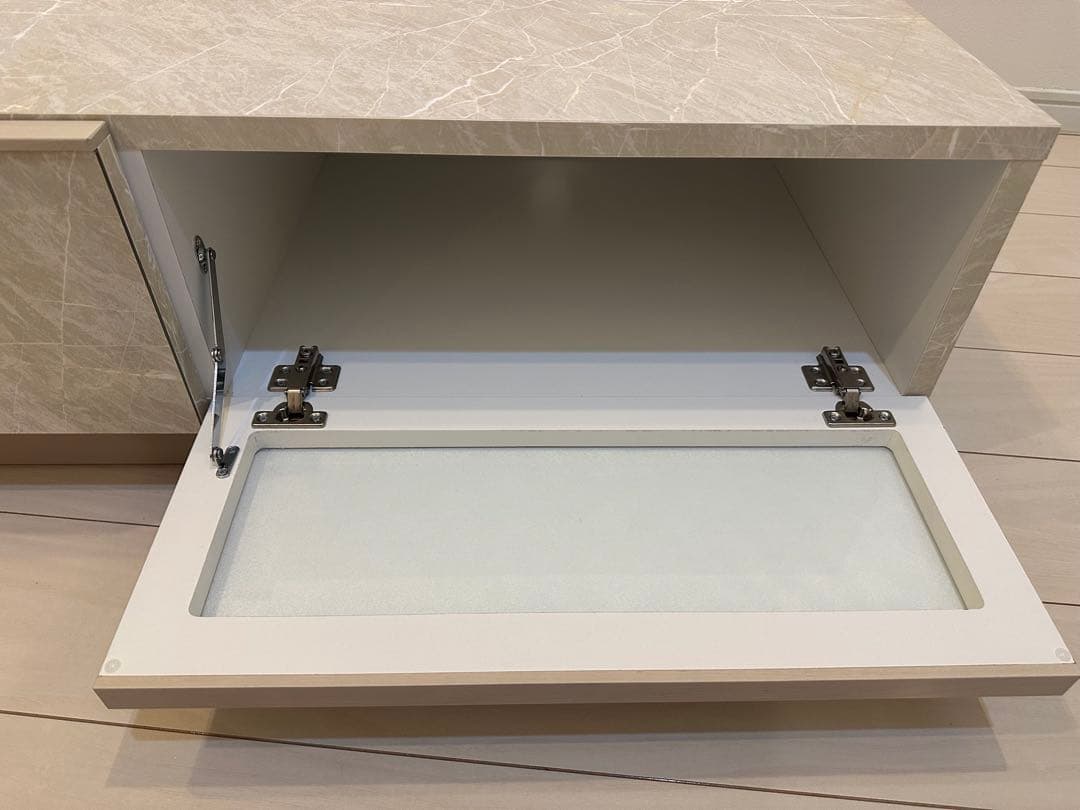 LOWYA 日本製 テレビ台ローテレビ台 ストーン柄 ホワイト [幅160]