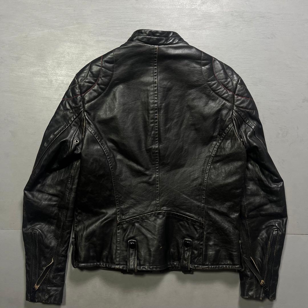Schott シングルライダースジャケット　牛革　オールレザー　ステッチ　黒　S