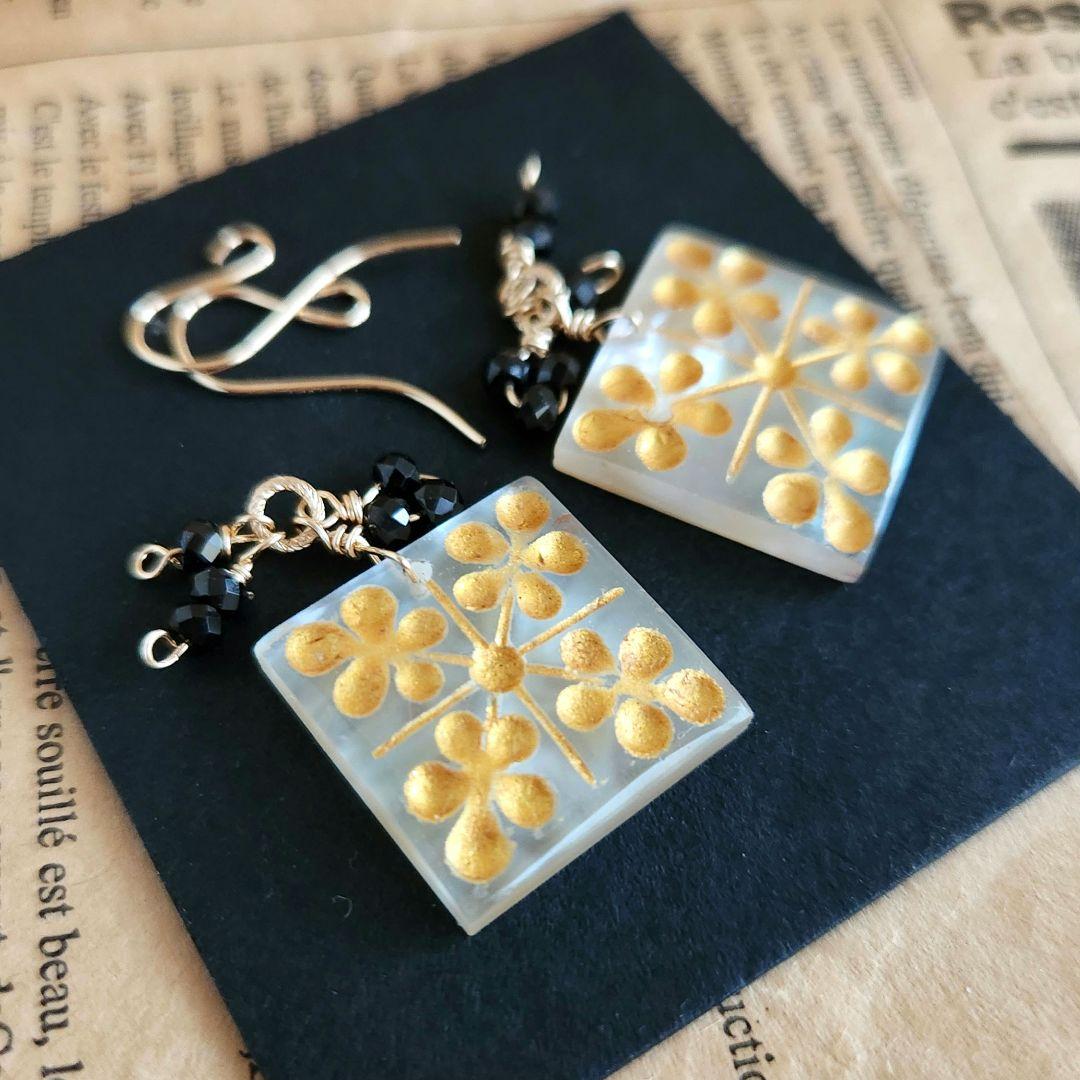 １４kgfWMOPクリスマスキルトゴールドペイントピアス