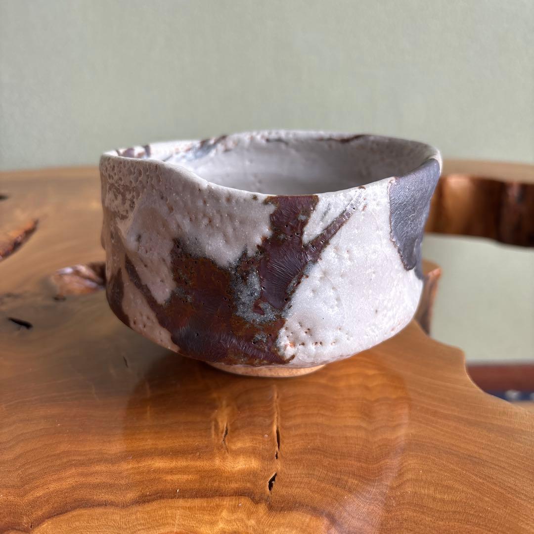 小崎一陽造 志野焼 抹茶碗 茶道具 共箱(10m)