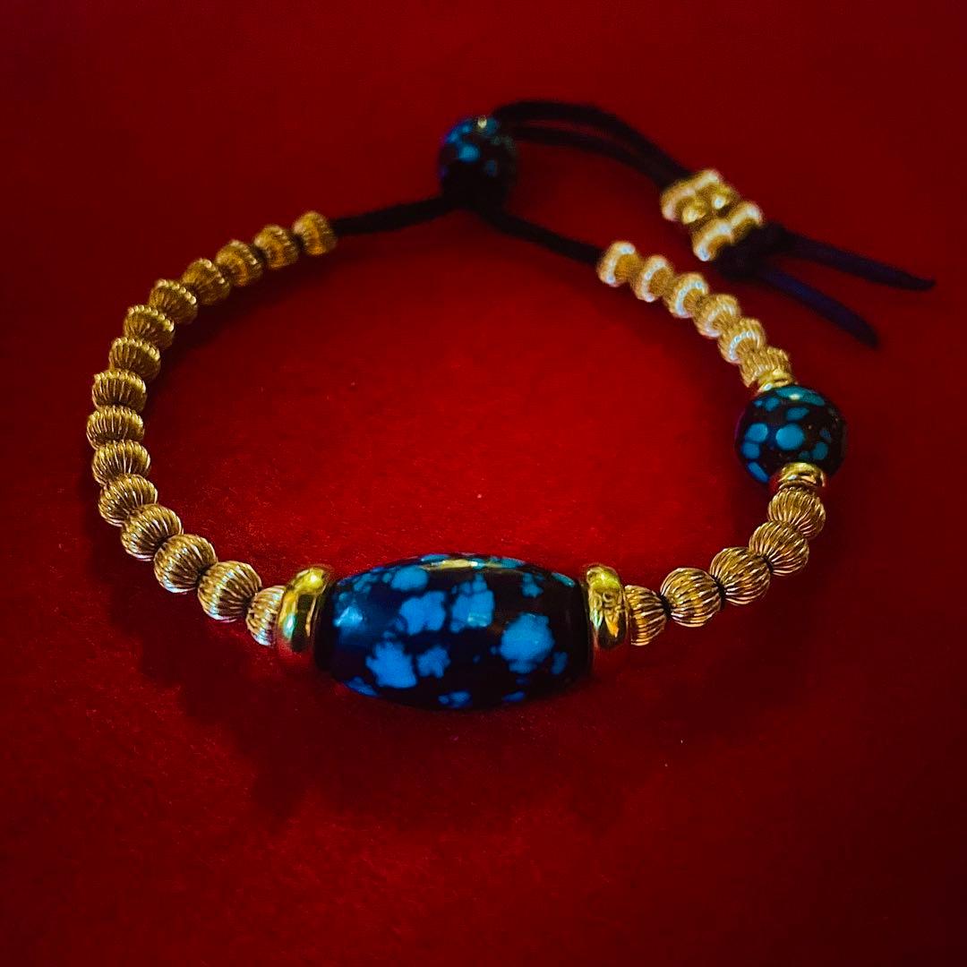 14金18金ビーズターコイズブレスレットK18K14Kナバホゴローズnavajo