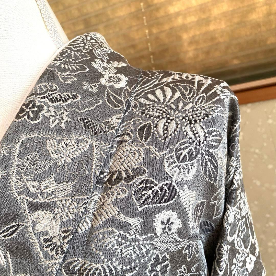 【美品】天目織　お召し　吉祥柄　さが美謹製　着物（袷）