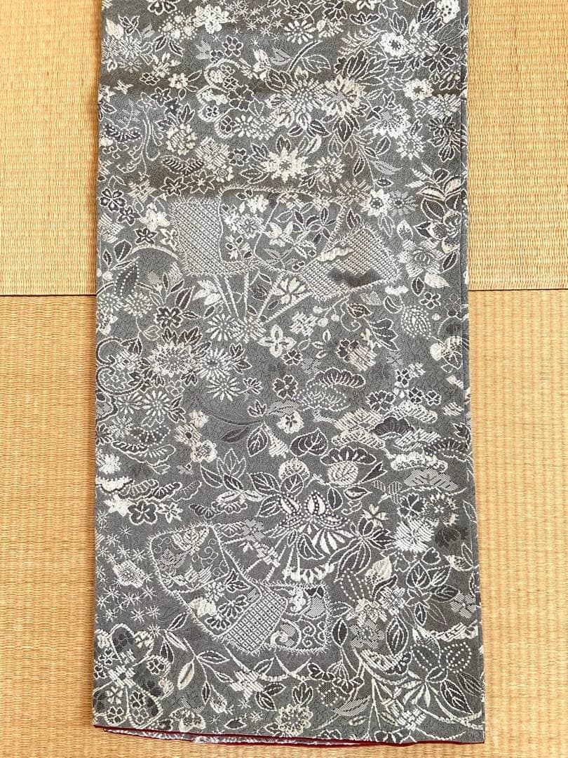 【美品】天目織　お召し　吉祥柄　さが美謹製　着物（袷）