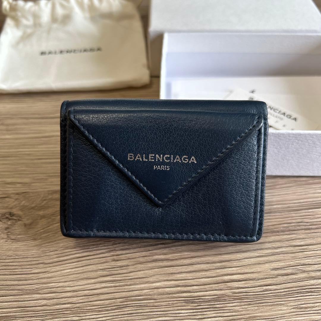最終値下げ！！売り切り！！ BALENCIAGA ネイビー 三つ折り財布