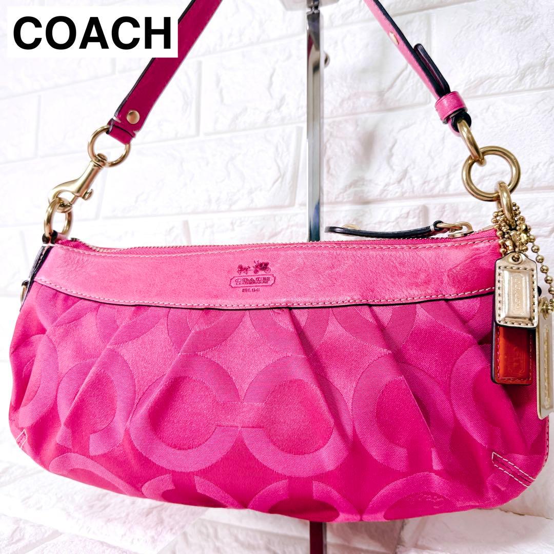 希少✨COACH コーチ オプアート シグネチャー ワンショルダー ハンドバッグ