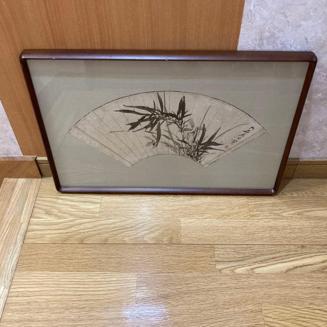 扇面画　額縁入り　時代物　古美術　骨董品