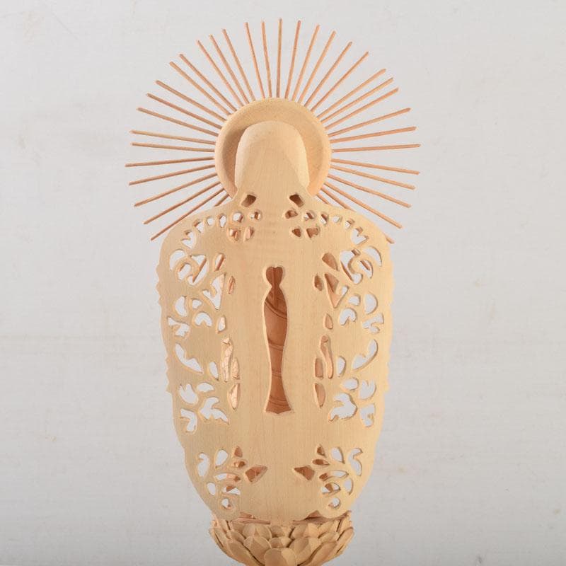 仏教美術　柘植彫刻　西立弥陀像　仏像　華鬘台　C　9122