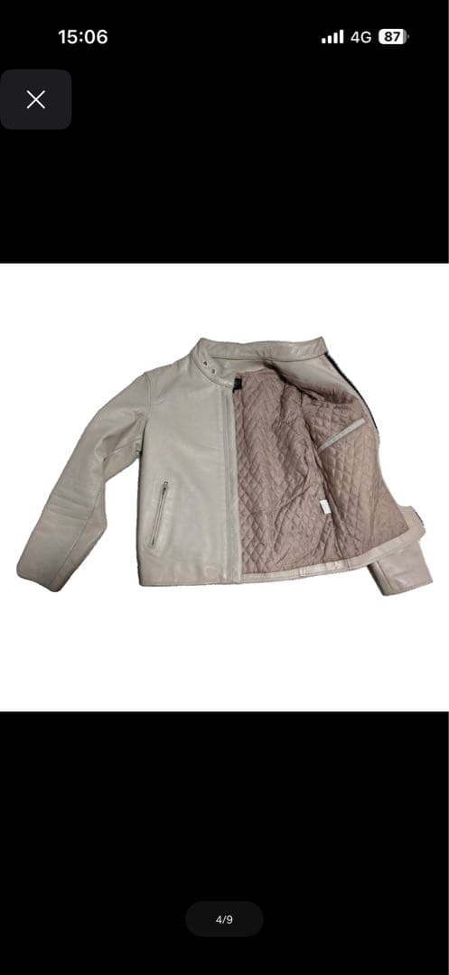 ホーンワークス　アイボリーシングルライダースジャケット