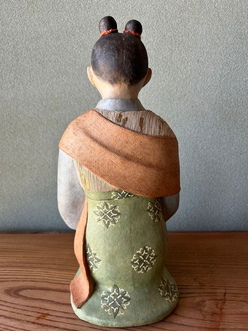 貴重 平中歳子 嬢子坐像 昭和41年 日本工芸会 張子人形 共箱付 紙塑人形