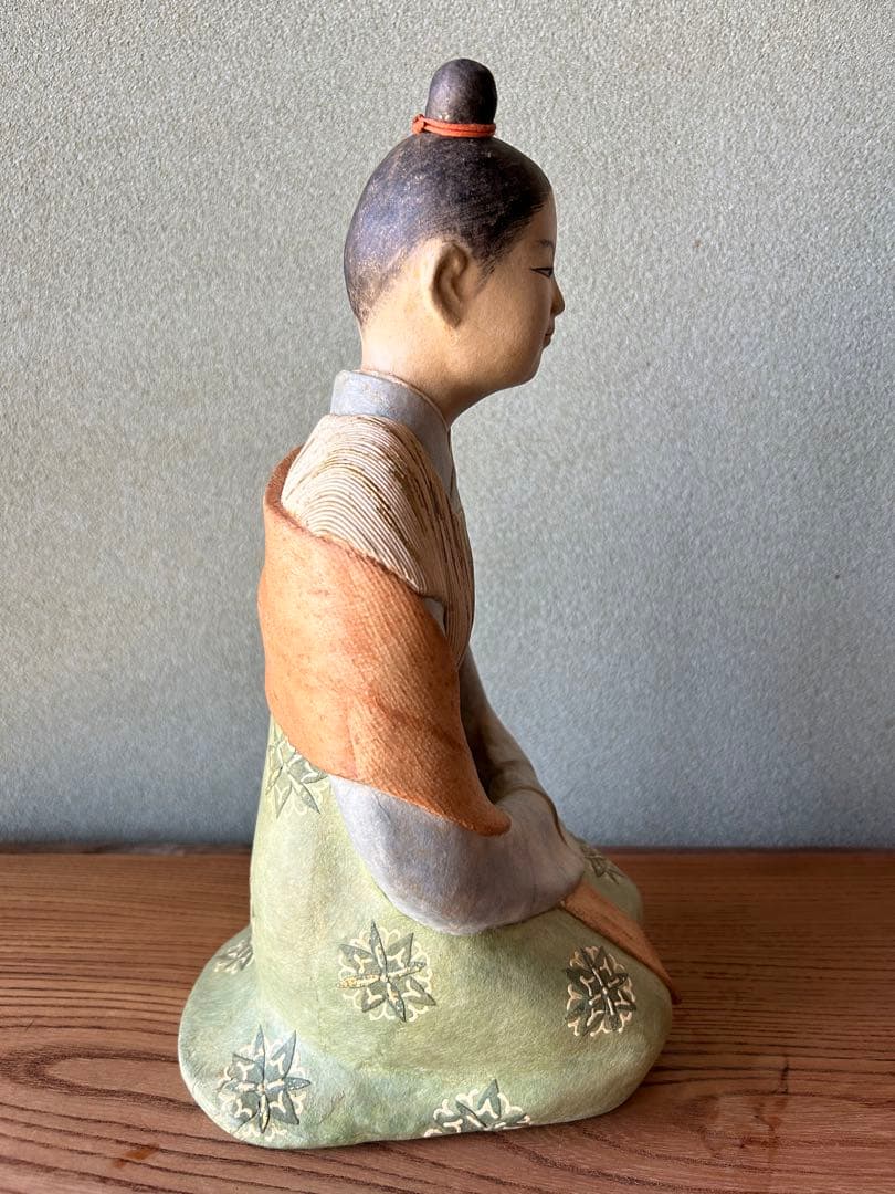 貴重 平中歳子 嬢子坐像 昭和41年 日本工芸会 張子人形 共箱付 紙塑人形