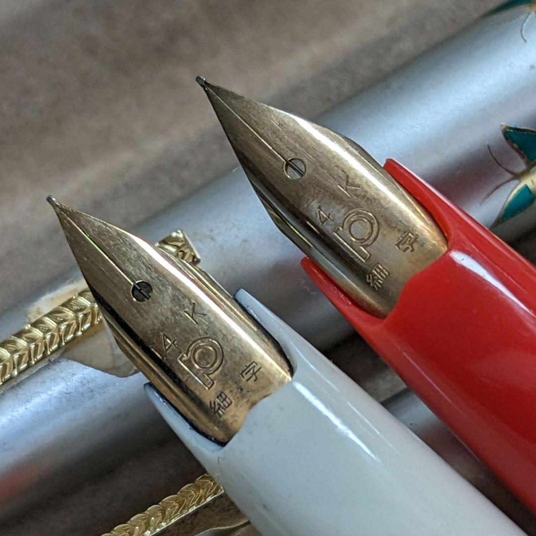 プラチナ 14K細字 万年筆 ショート 蝶 チョウ赤・白 廃盤 新品