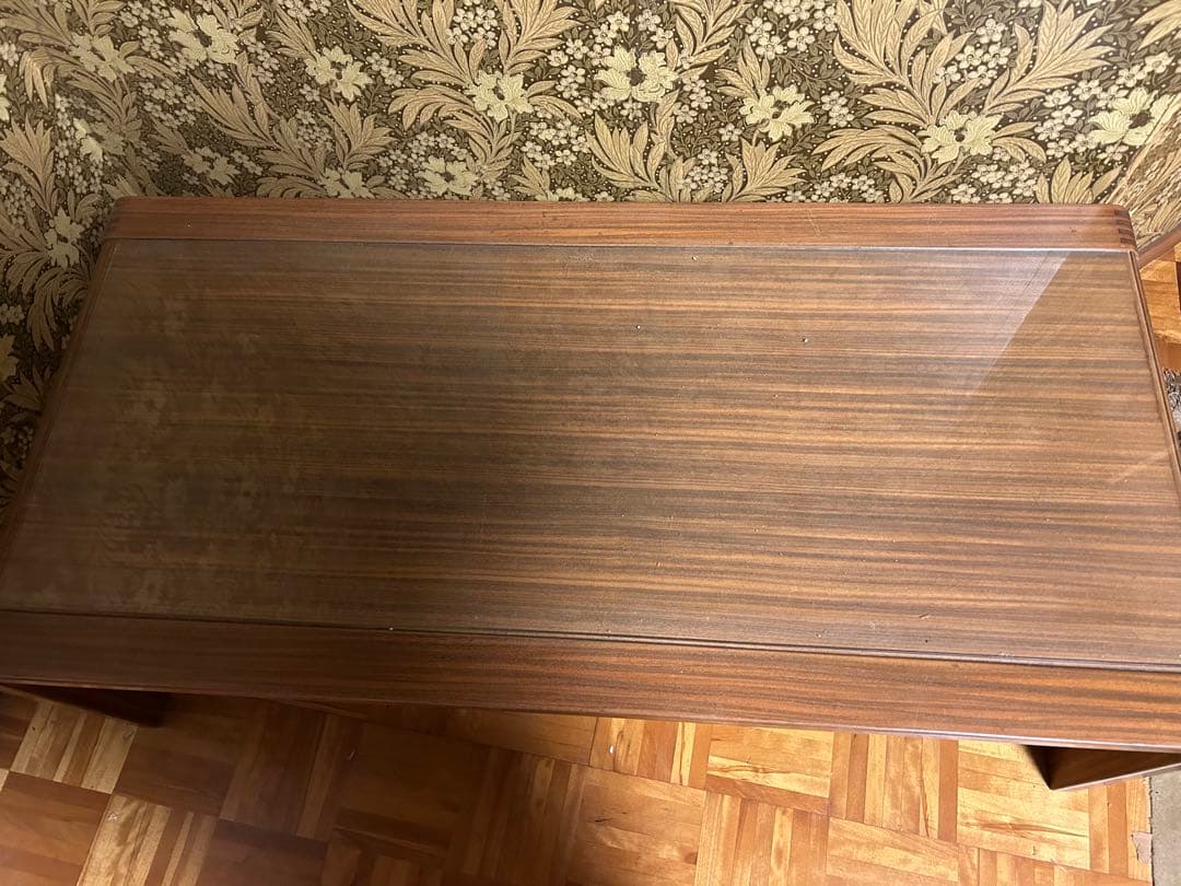 【レア・昭和ヴィンテージ】特価　木製ローテーブル　ガラストップ