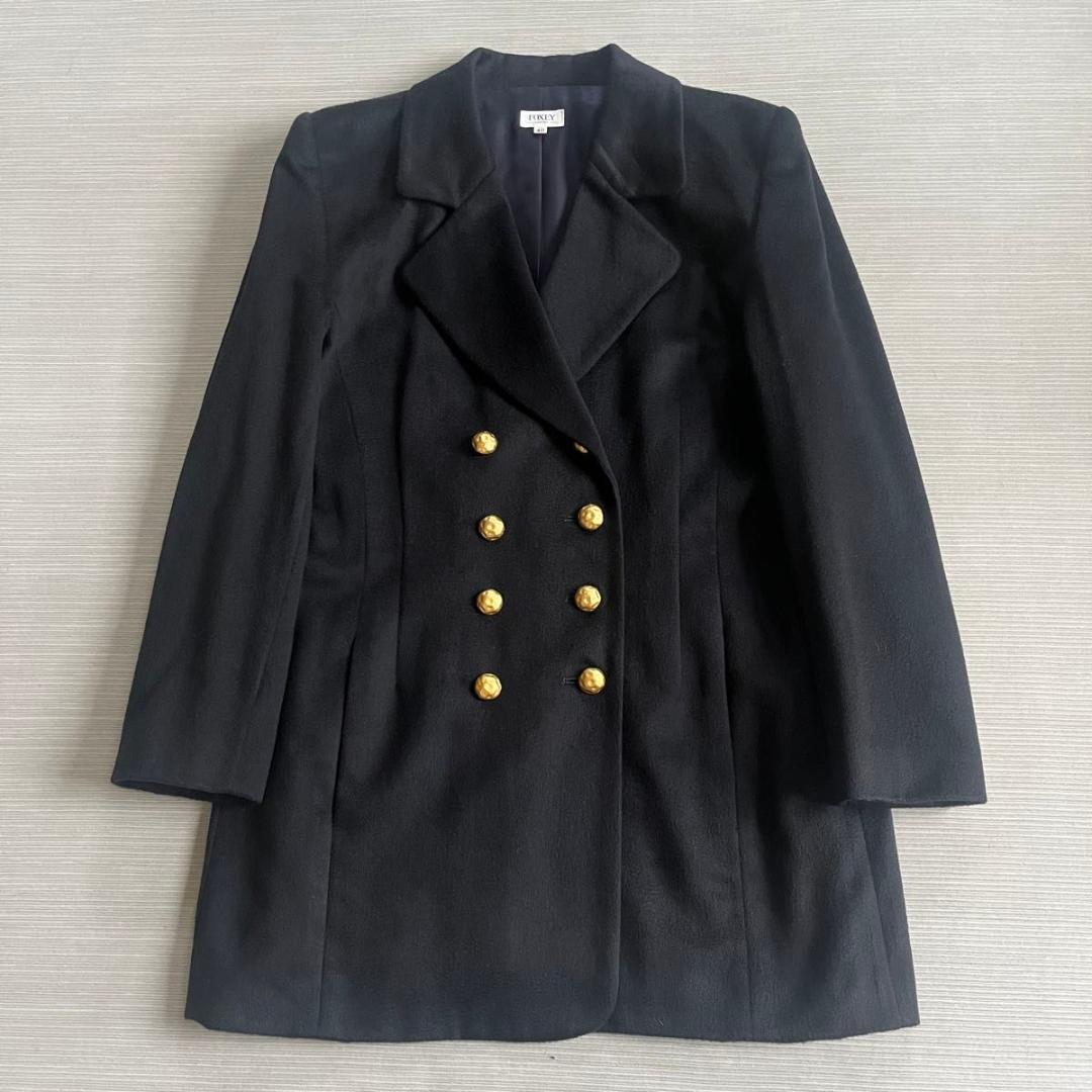 ＊美品【フォクシー】コート　ジャケット　カシミヤ　金ボタン　ブラック　４０