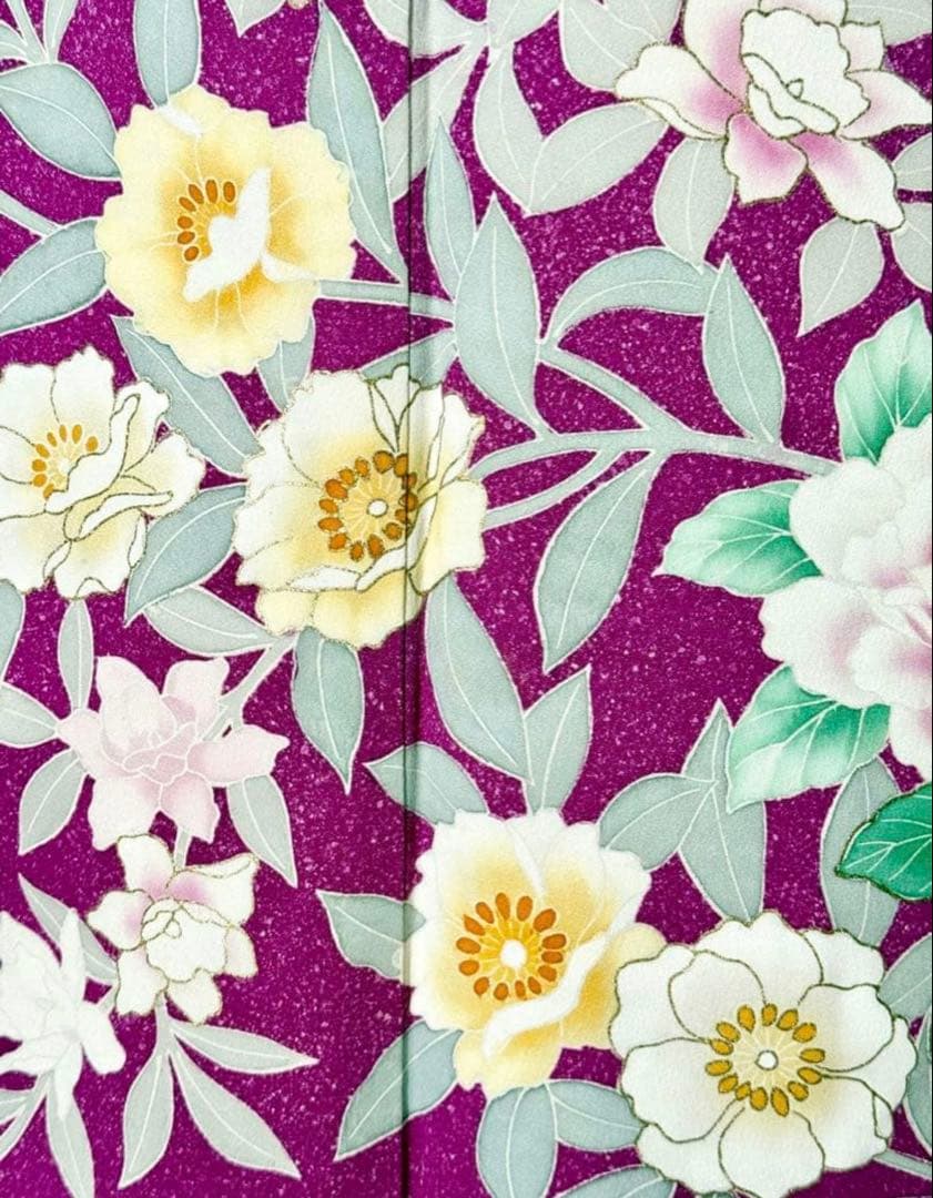 美品　正絹　振袖　単品販売　パープル　ピンク　157〜167cm