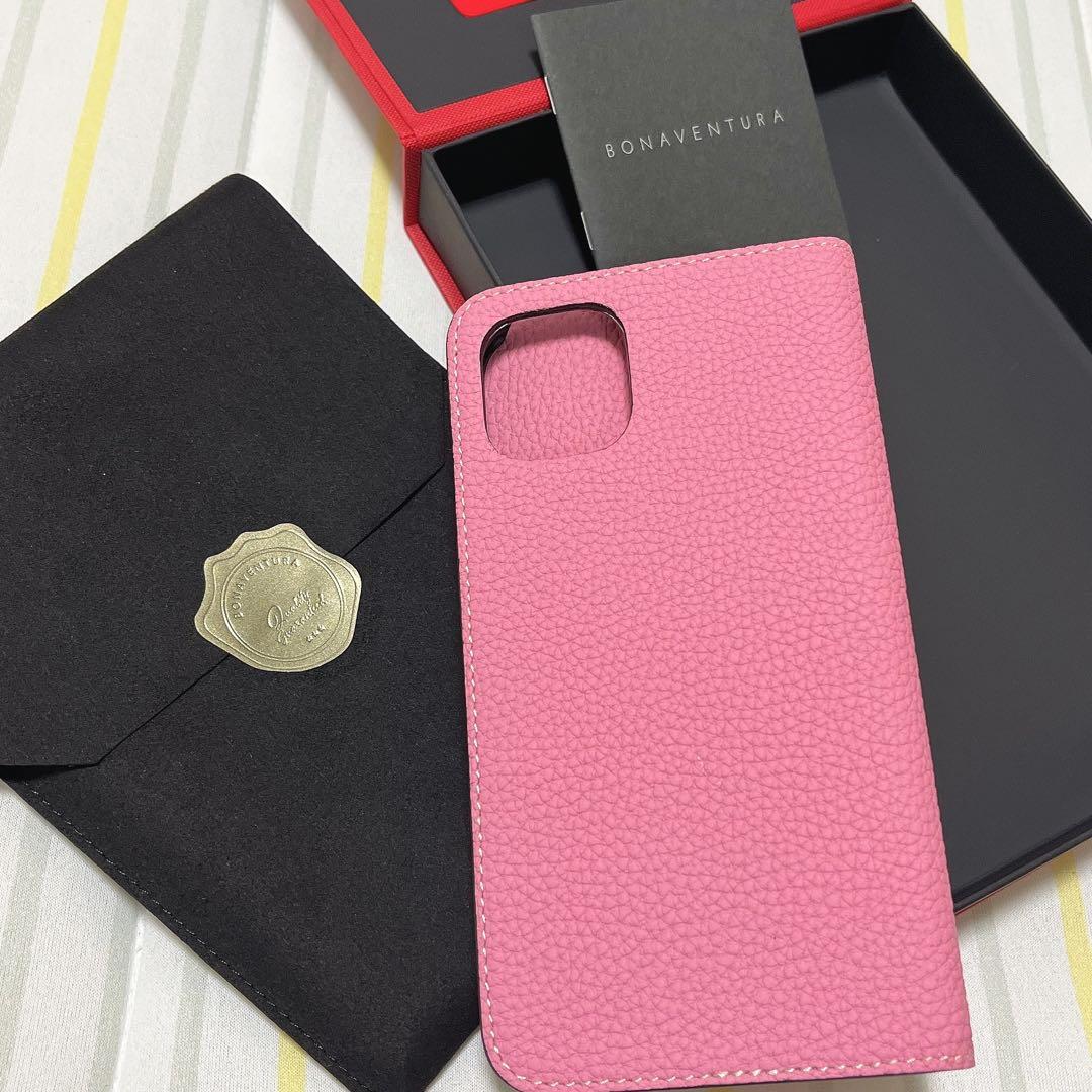 新品　ボナベンチュラ　BONAVENTURA ピンク レザー 手帳型ケース本革