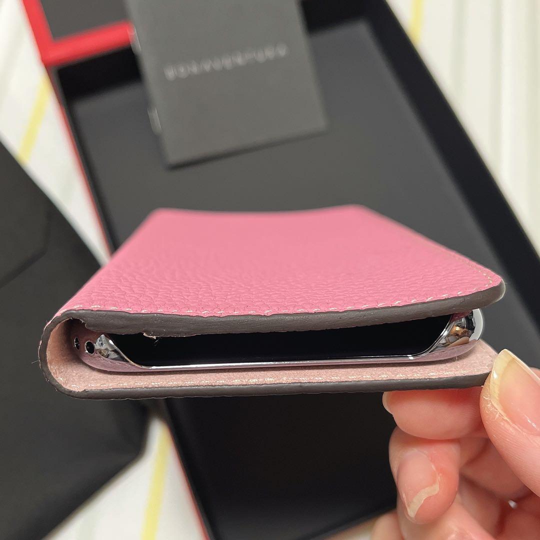 新品　ボナベンチュラ　BONAVENTURA ピンク レザー 手帳型ケース本革