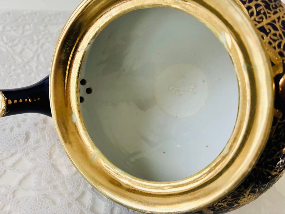 オールドノリタケ 金彩金盛コバルト地ティーセット　カップ&ソーサー　ティーポット