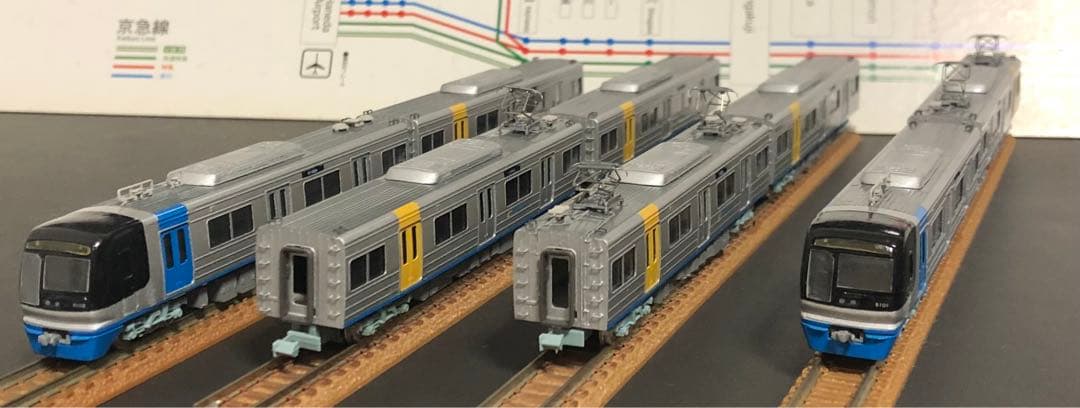 管理番号1602 北総9100形Nゲージ イエロートレイン金属製キット組立品8両