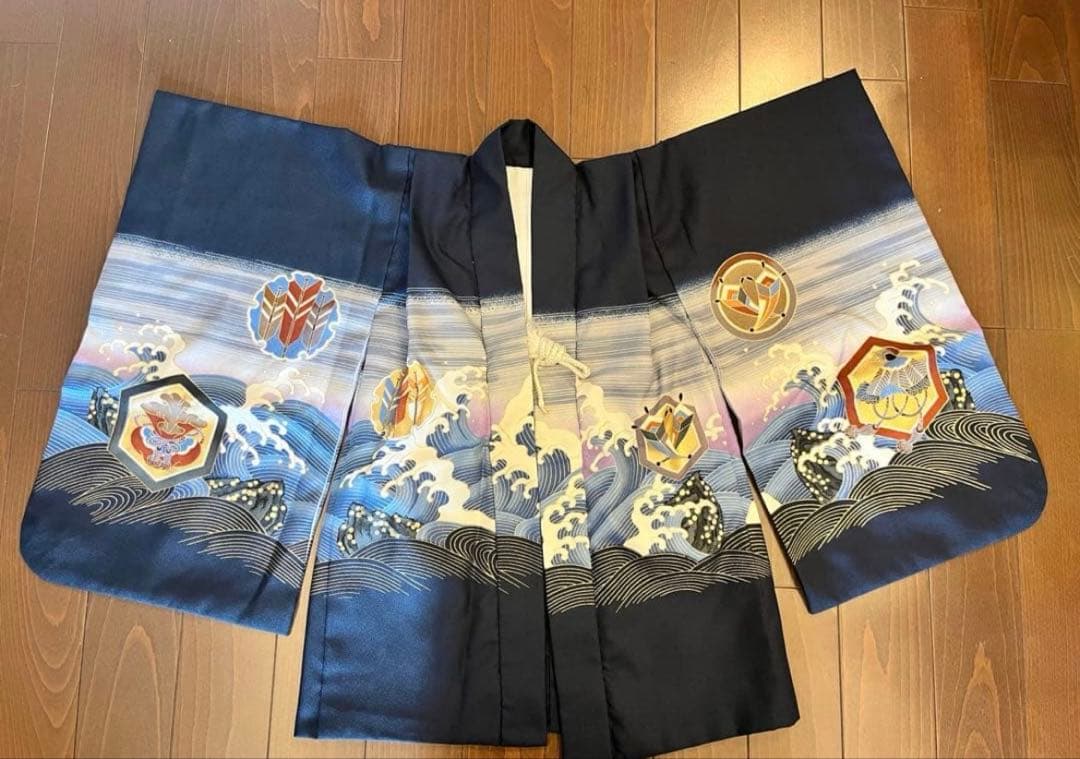七五三 祝い着 鷹と波模様　5歳　袴　衣装　男の子