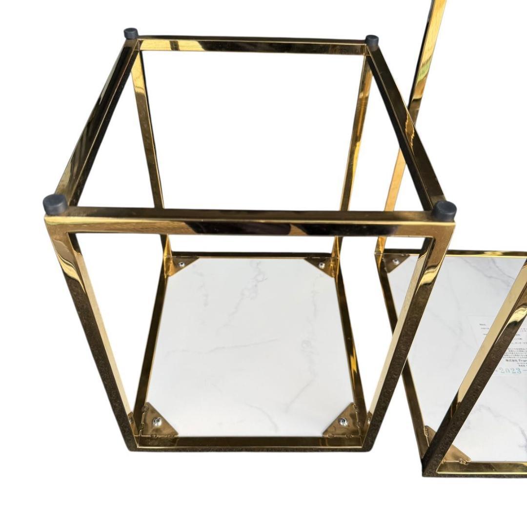 Francfranc レーヌ ネストテーブル2 マーブル×ゴールド 1118-1