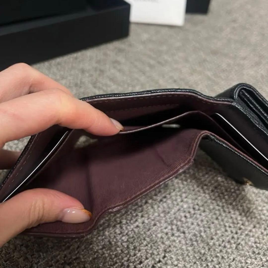 【人気】CHANEL 三つ折り財布 ブラック