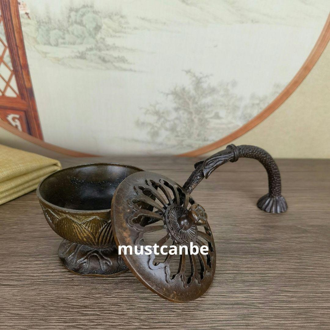 銅 細工 手を持ちます蓮華炉 盤香炉 香道具 薫香炉 工芸品 置物