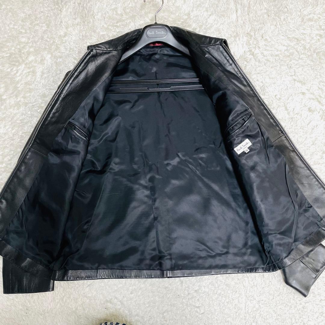 人気✨ポールスミス　ラムレザー　トラッカージャケット　ブルゾン　羊革　黒　M