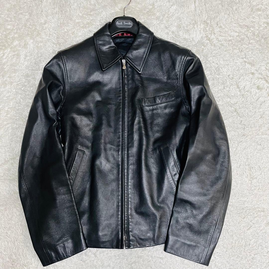 人気✨ポールスミス　ラムレザー　トラッカージャケット　ブルゾン　羊革　黒　M