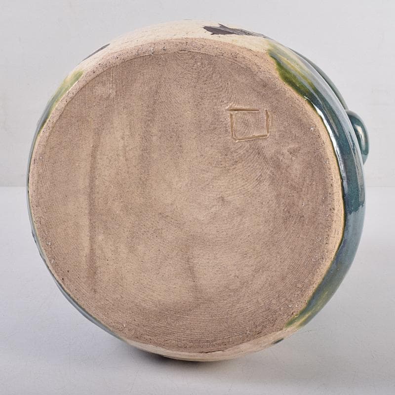 北大路魯山人作　青織部　木槌水指　黒田陶々庵極め箱　D　R8875B