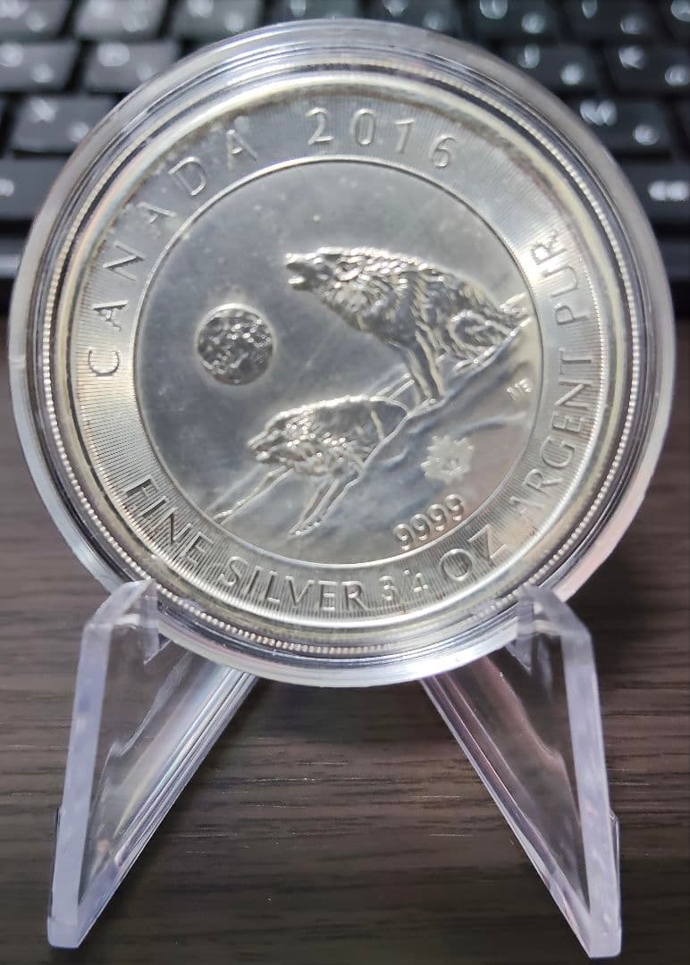 2016年 カナダ 銀貨 オオカミ 2ドル