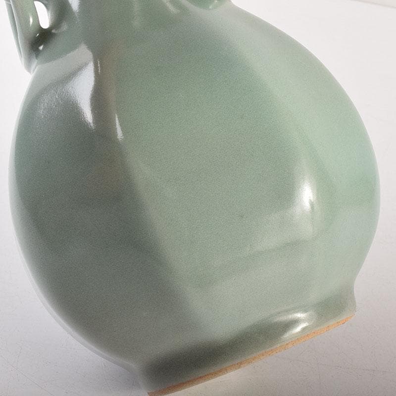 中国　龍泉窯　粉青釉　桔梗口双耳瓶　花入　C　6943