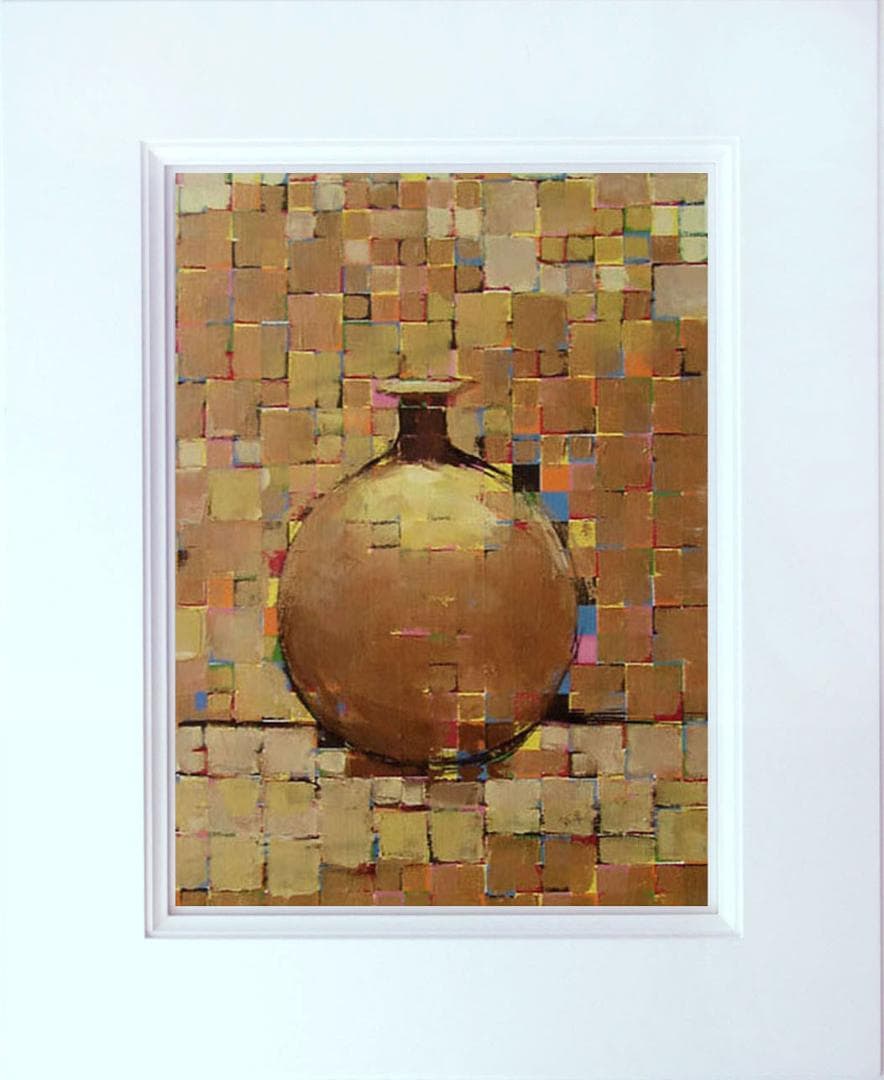 油絵 菅家令子絵 絵画インテリア額付(黒) uF6-060603 静物 花瓶 壺