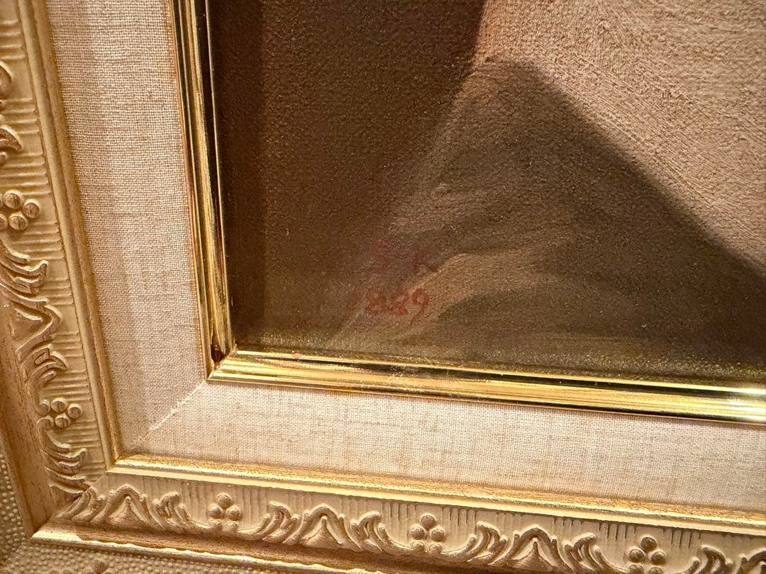 黒田清輝 肉筆 油彩画F10号 レンブラント肖像画模写 サインあり