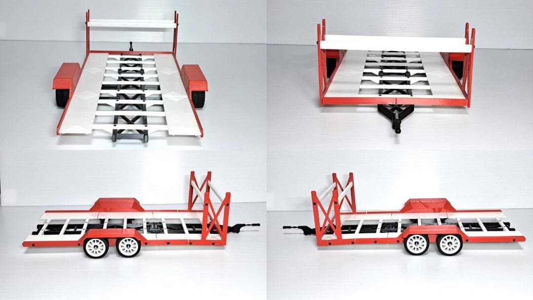 1/10　ラジコン用　車載トレーラー　低床タイプ 2軸仕様 タイヤラック付き