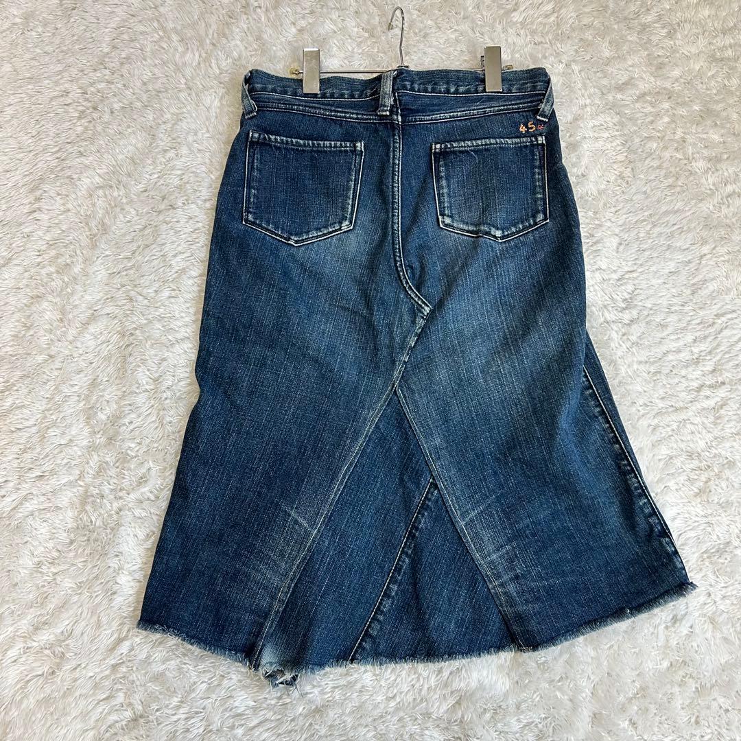 極美品 希少 45rpm デニムスカート インディゴ染め 45R刺繍 リメイク