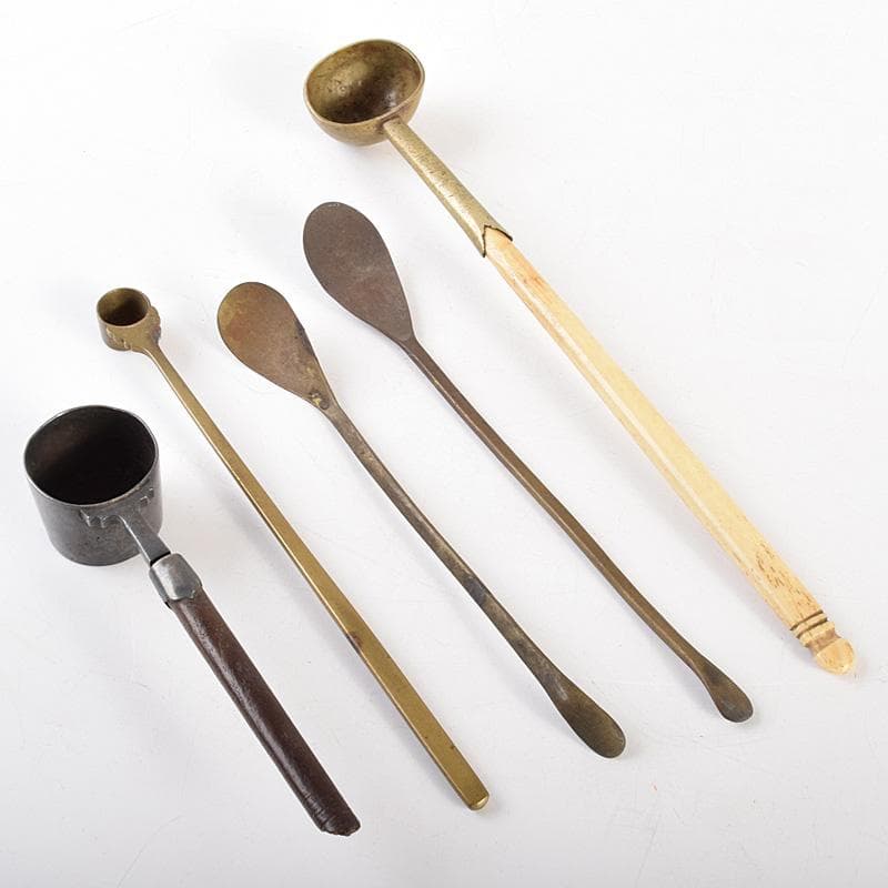 こうちゃん　朝鮮美術　李朝　古銅　薬匙　銅匙　柄杓　5点　V　R7507