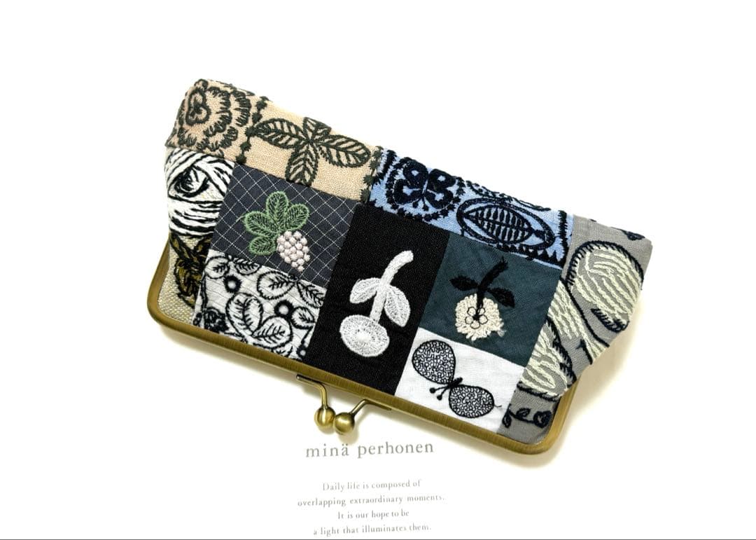 ブレット⚮ミナペルホネン パッチワーク がま口ポーチ