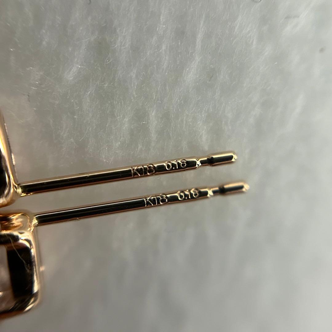 新品　モルガナイト　k18PG 一粒ピアス　0.18ct×2 スタッドピアス