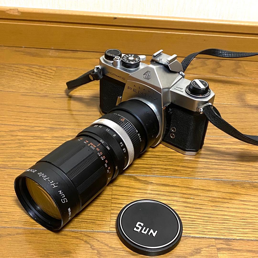 Pentax spotmtic 一眼レフ　フィルム　望遠レンズ付き