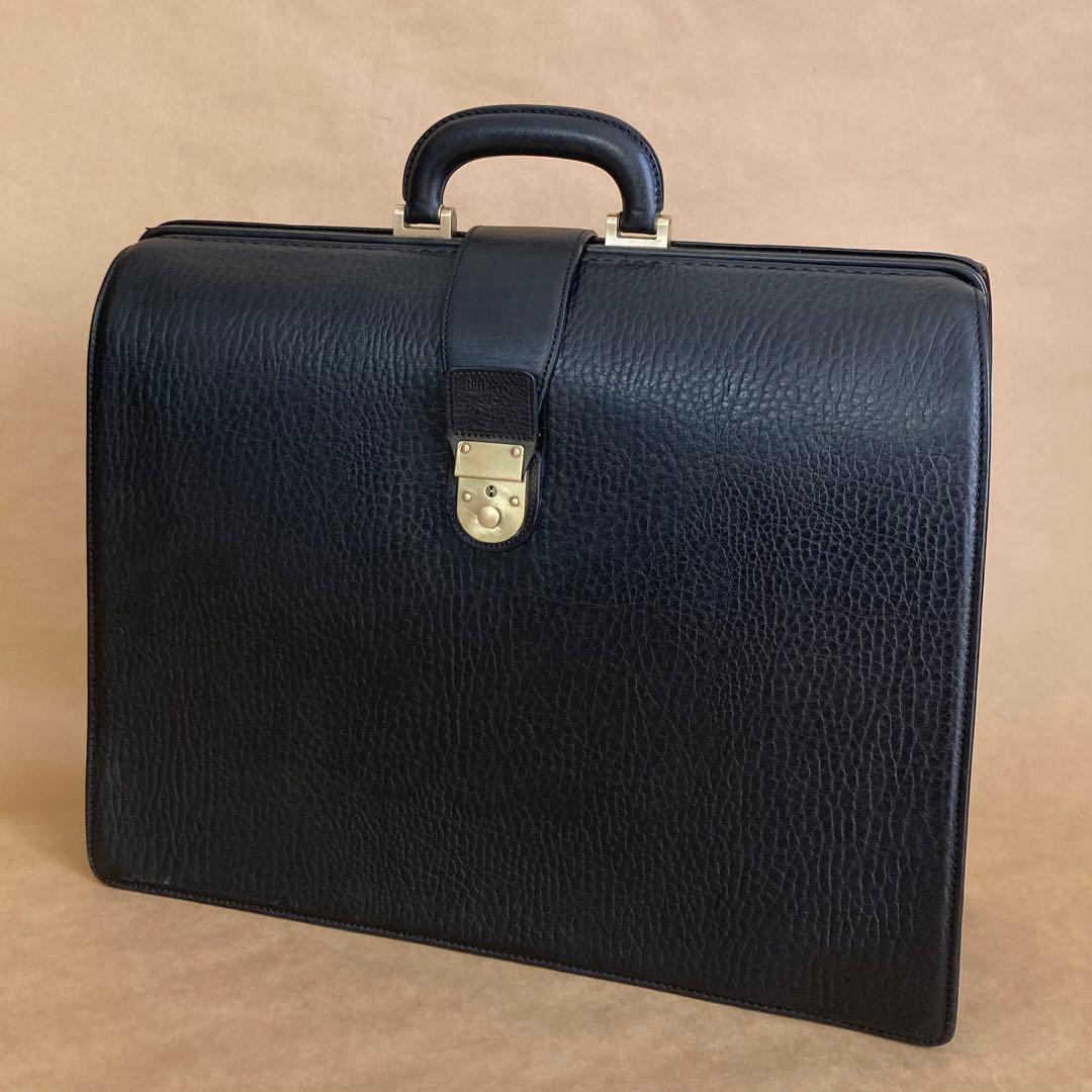 【希少】BURBERRY ダレスバッグ ブラック レザー シボ革 ビジネスバッグ