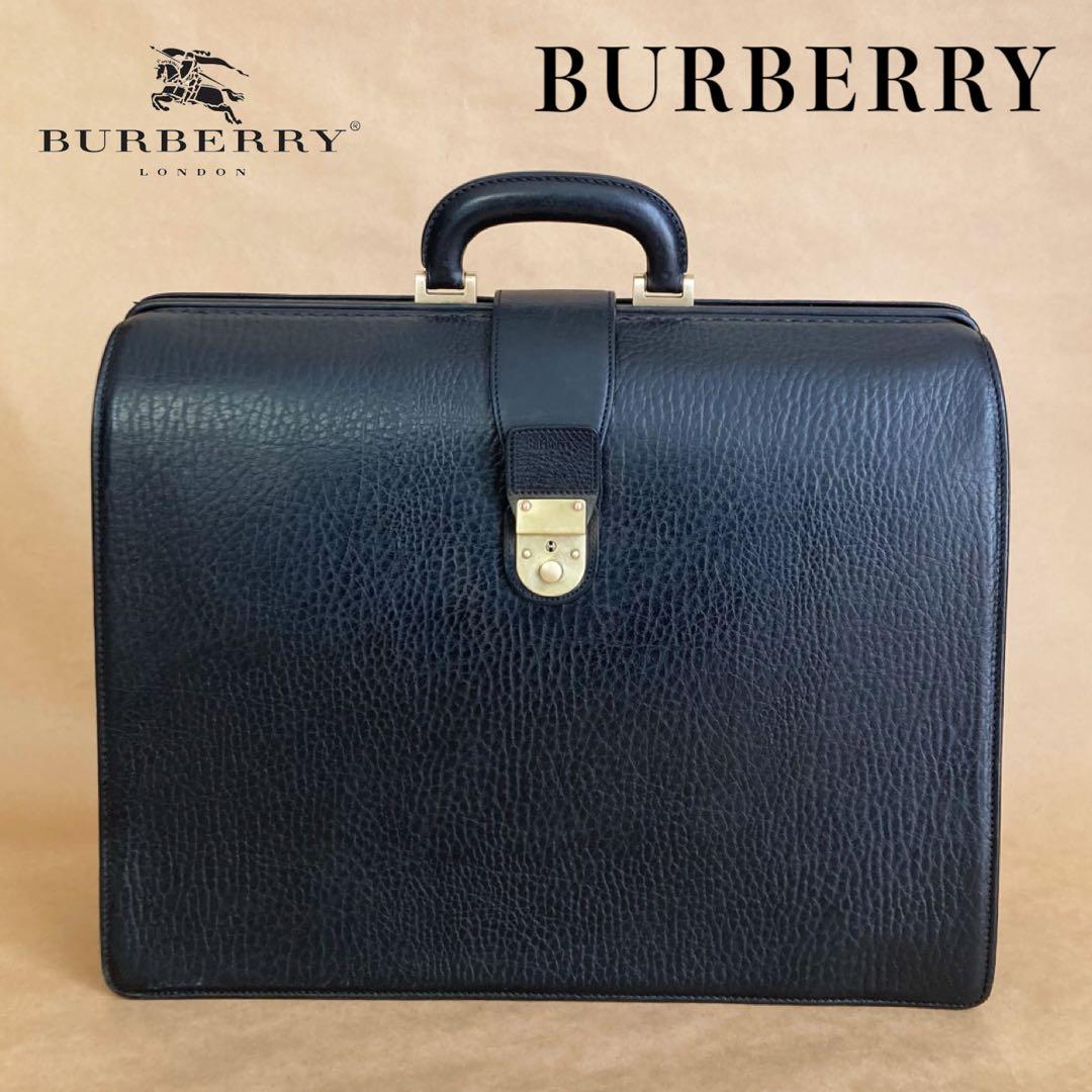 【希少】BURBERRY ダレスバッグ ブラック レザー シボ革 ビジネスバッグ