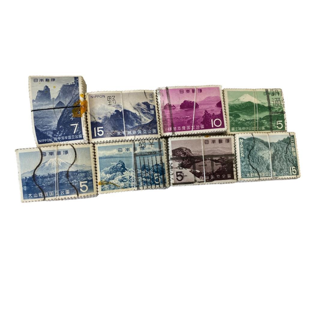 使用済み切手　国立公園記念切手　8種各約100枚づつ　dd060