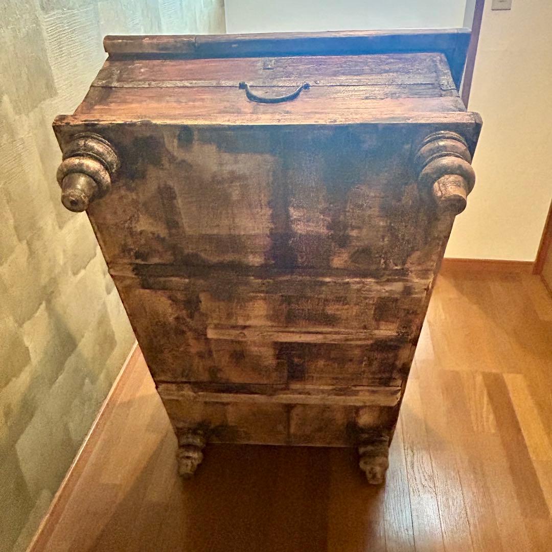 アンティーク 木製収納箱 脚付き