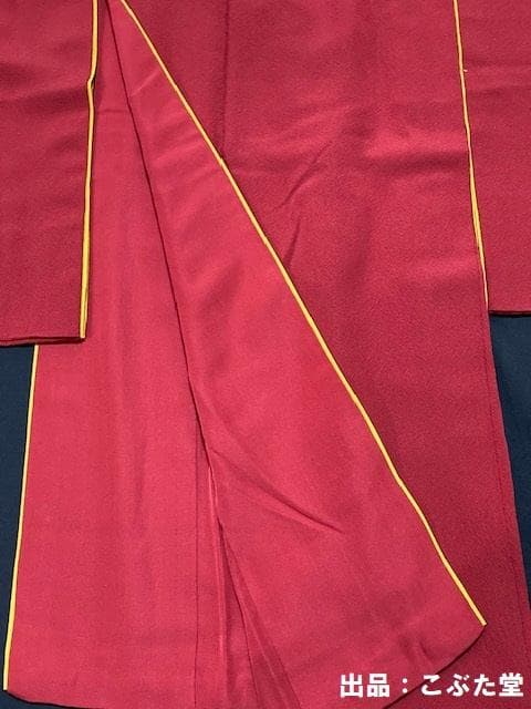 特選！やまと誂 吹綿 振袖 無地 赤 紅★長襦袢　2点 セット 正絹★155.5