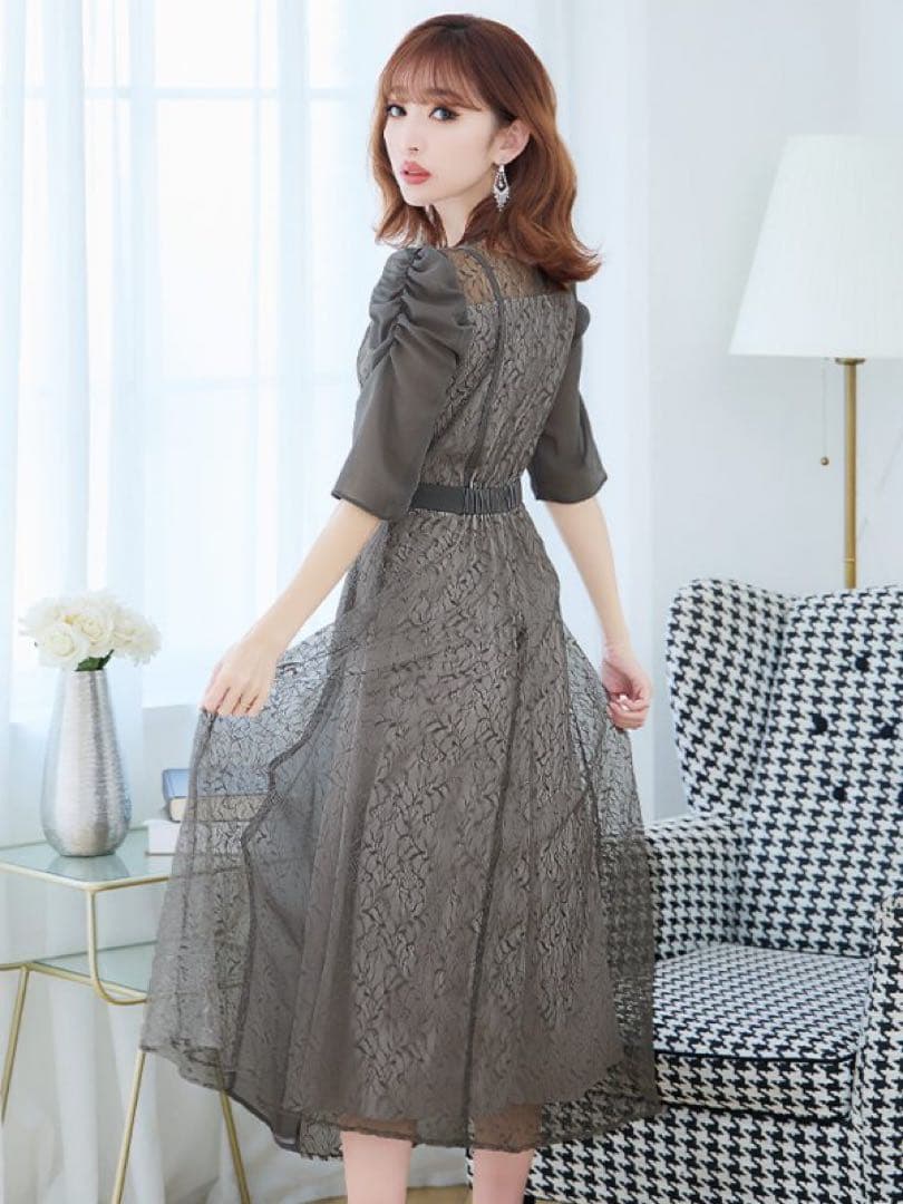 【匿名発送】VANESSA HEART＊パフスリーブミモレ丈ワンピース