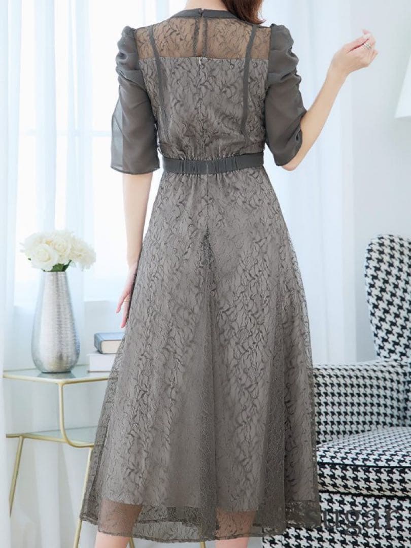 【匿名発送】VANESSA HEART＊パフスリーブミモレ丈ワンピース