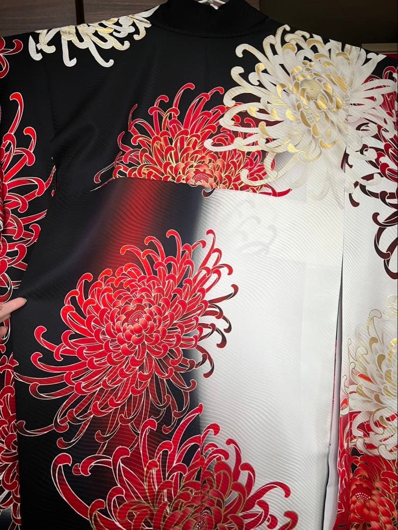 ( ¨̮) 成人式　振袖フルセット新品　彼岸花　個性的　正絹